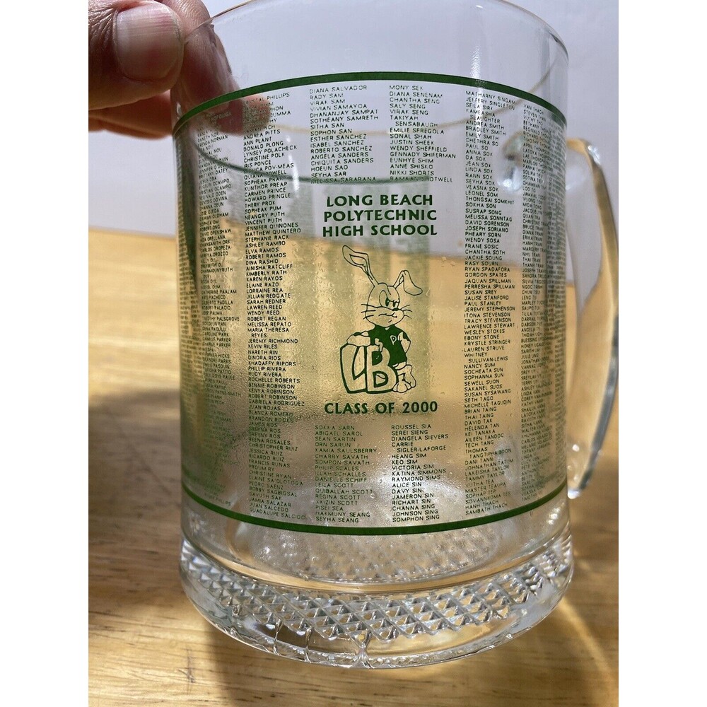 Long Beach Polytech High School Class Of 2000 Jackrabbit Glass Mug Cup Schooner